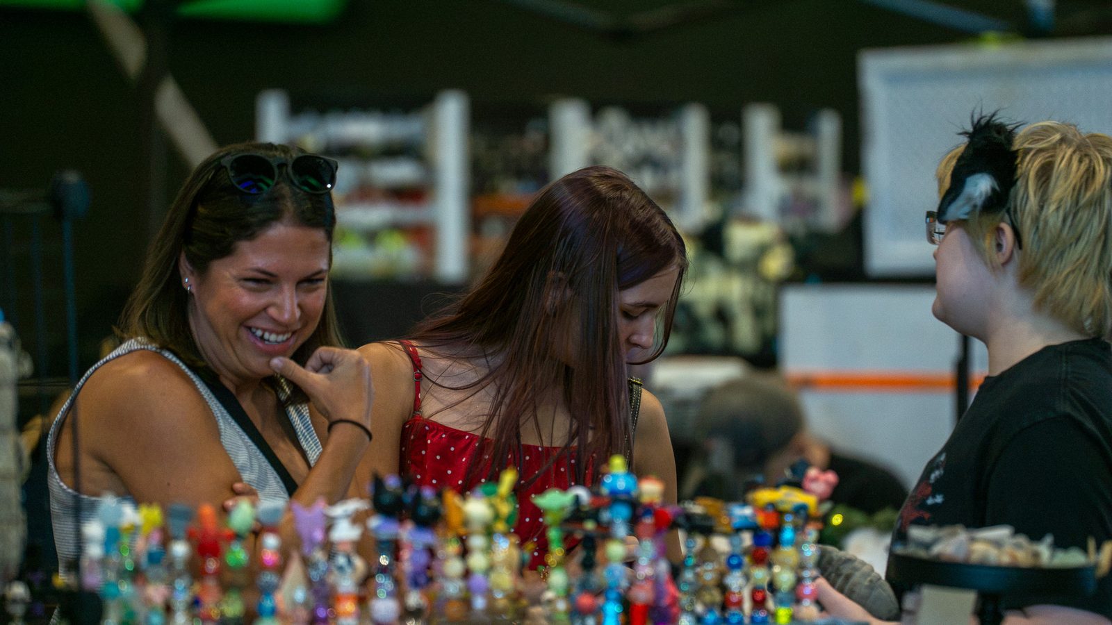 Vendor booths lined with handmade goods at the event market
