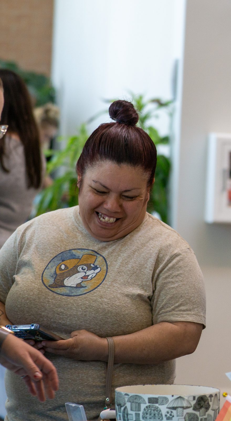 Attendee laughing during the festival