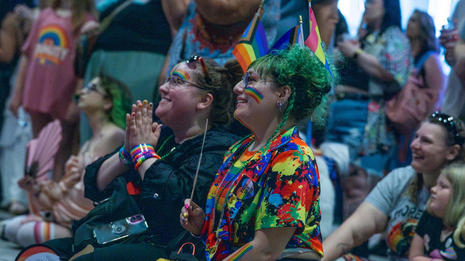 Audience cheering during a performance