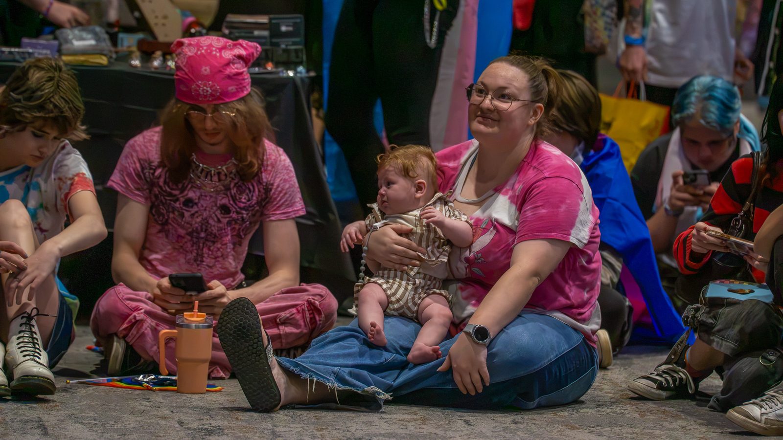 Families seated together watching the show